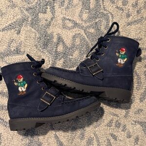 POLO Ralph Lauren Navy Blue Boots Embroidered Bear